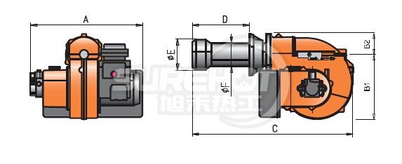 百得BT14 DSG燃烧器外型尺寸图