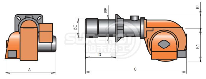 百得BGN350 DSPGN ME燃烧器外型尺寸图